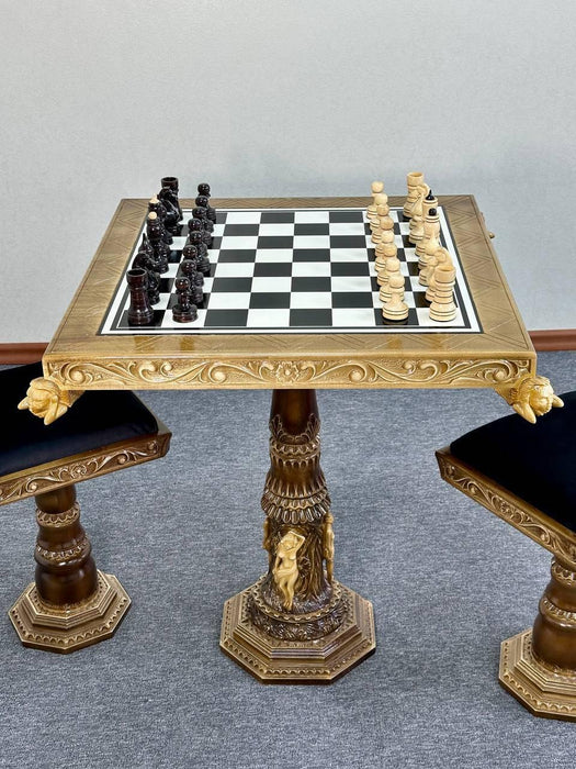 Exclusive Royal Handmade Wooden Chess Set, Chess Table