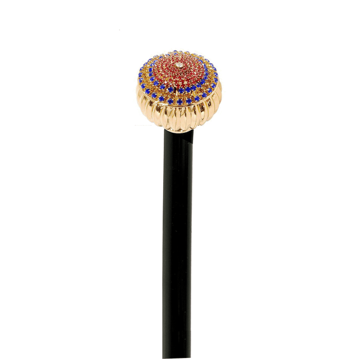 Exclusive Tricolor Crystal Knob Walking Cane