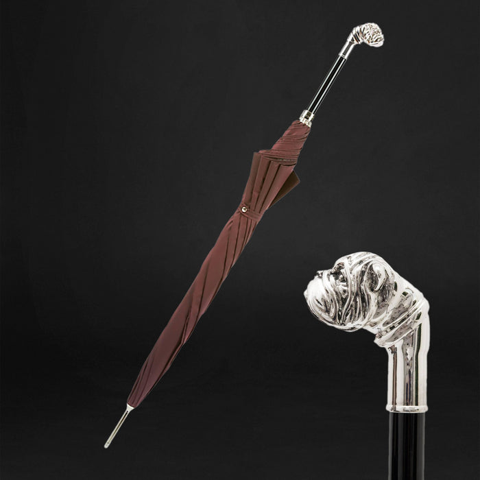 Exclusive Umbrella Craftsmanship Style, Silver Bulldog Handle