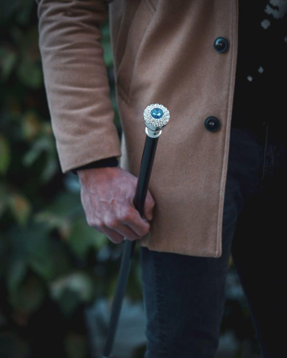 Exclusive Walking Stick with Silverplated Knob and Crystals