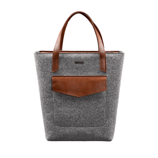 Exclusive Women's Felt Shopper Bag with Leather Inserts