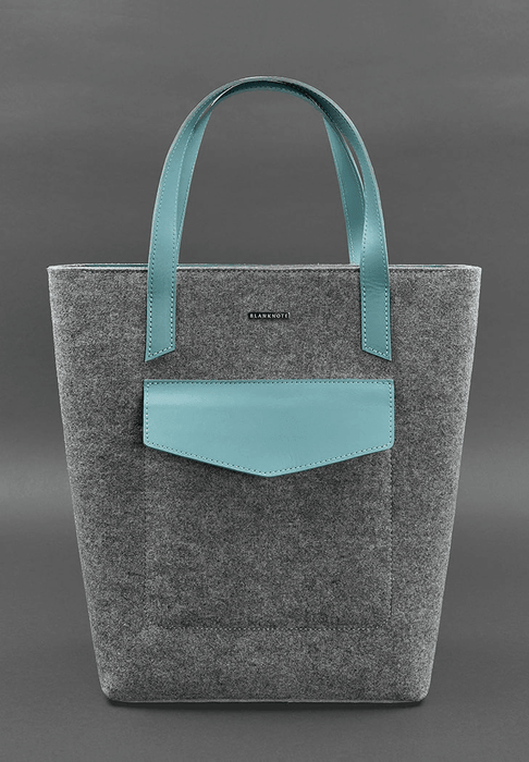 Exclusive Women's Felt Shopper Bag with Leather Inserts