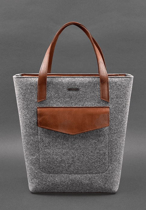 Exclusive Women's Felt Shopper Bag with Leather Inserts