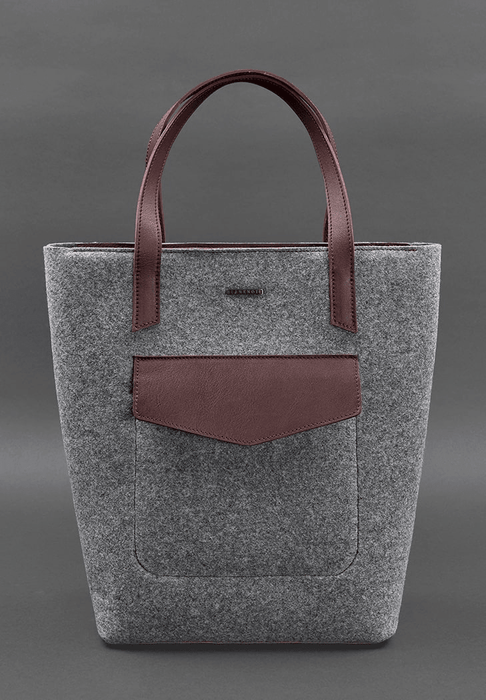 Unique Felt Tote Bag with Leather Details for Women