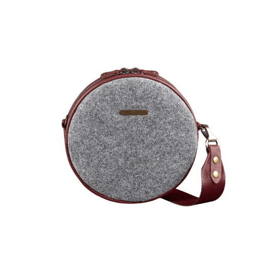 Exclusive Women's Round Felt Bag with Leather Inserts