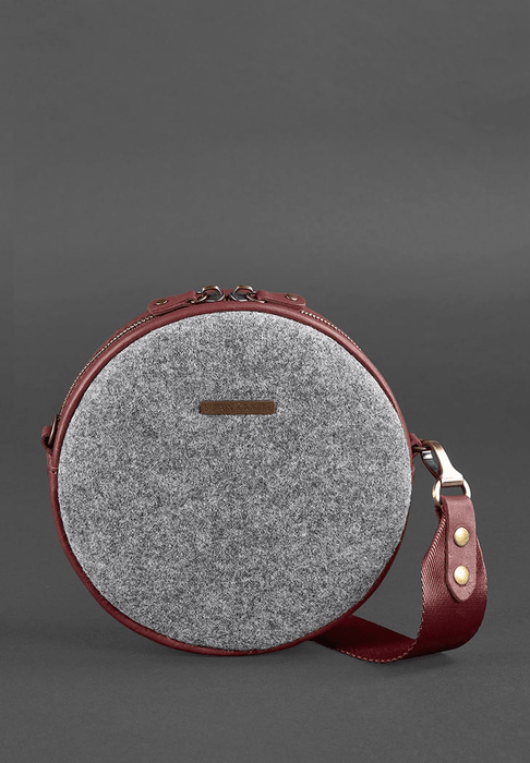 Exclusive Women's Round Felt Bag with Leather Inserts