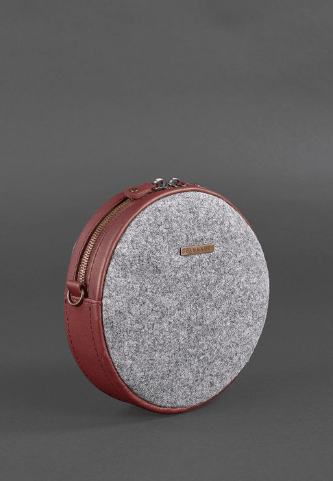 Exclusive Women's Round Felt Bag with Leather Inserts