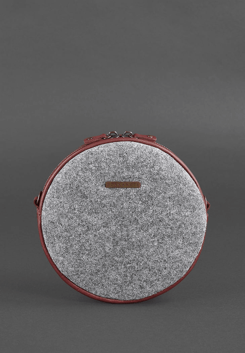 Exclusive Women's Round Felt Bag with Leather Inserts