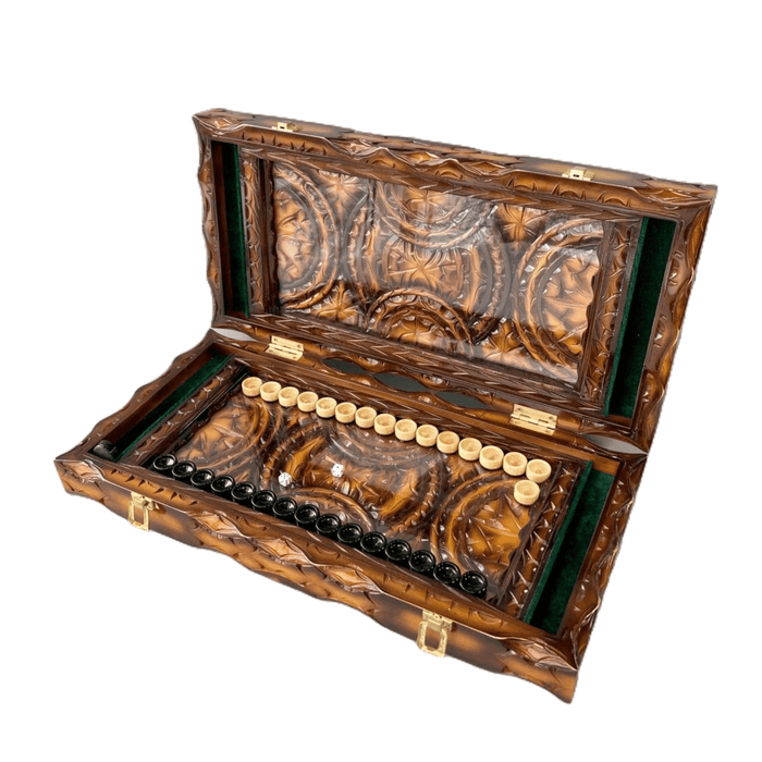 Exclusive Wooden Backgammon With Glass Board, 58×28×8 cm