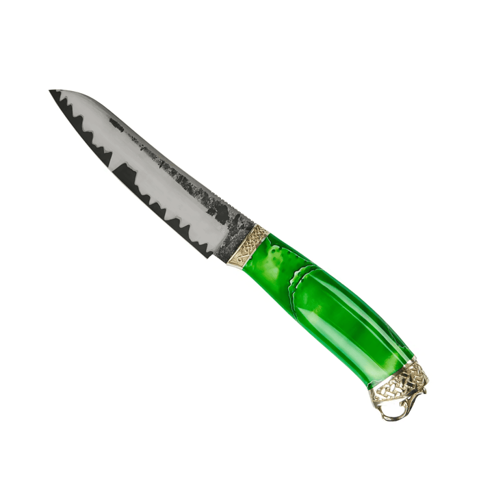 Exotic Lizard-Inspired Damascus Steel Knife with Acrylic Handle