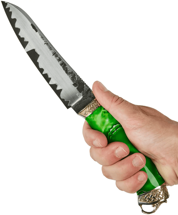 Exotic Lizard-Inspired Damascus Steel Knife with Acrylic Handle