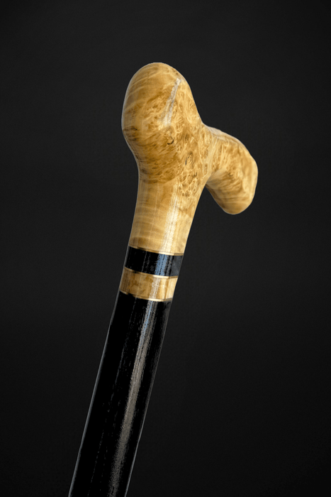 Exotic Wooden Walking Cane with Comfortable Grip, Burl Curly Maple