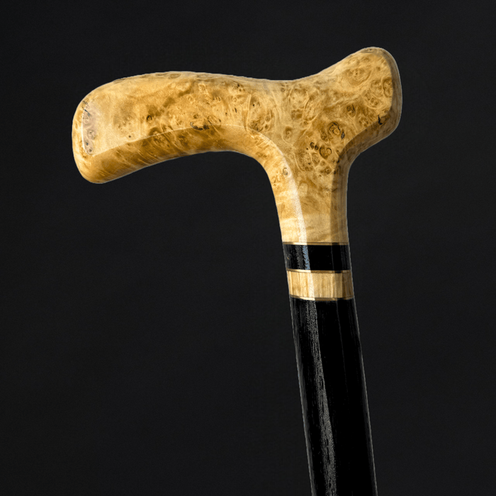 Exotic Wooden Walking Cane with Comfortable Grip, Burl Curly Maple