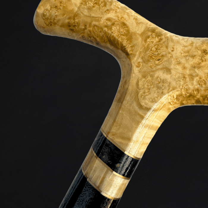 Exotic Wooden Walking Cane with Comfortable Grip, Burl Curly Maple