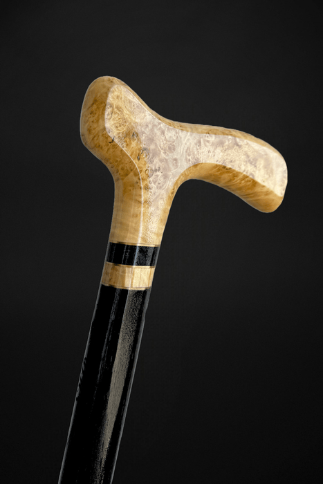 Exotic Wooden Walking Cane with Comfortable Grip, Burl Curly Maple