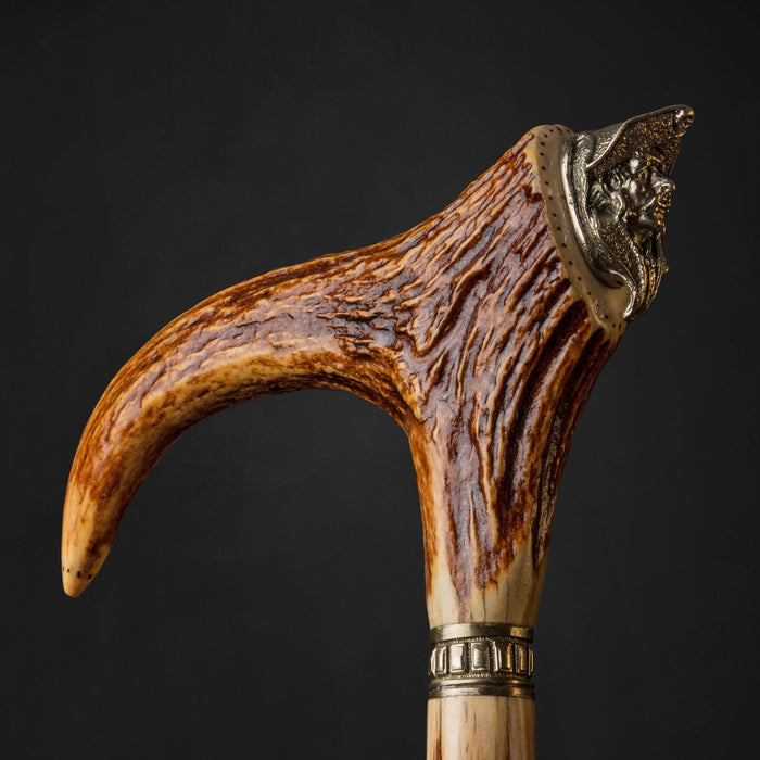 Exquisite Deer Antler Pirate Walking Cane, Bespoke Antler Cane