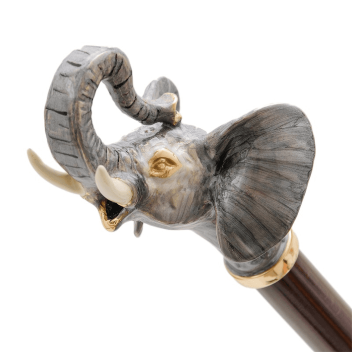 Exquisite Enameled Elephant Design Cane - Bespoke Design Cane