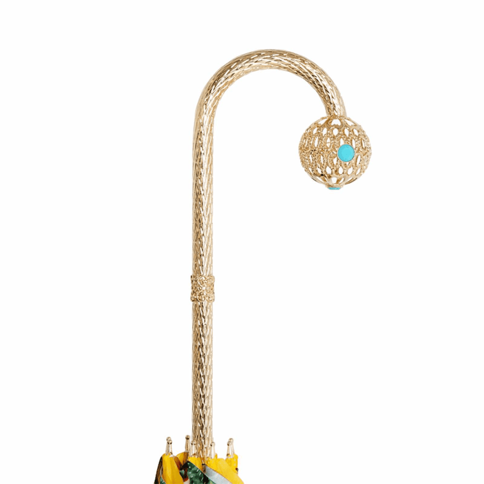 Exquisite Yellow Women's Umbrella With Jeweled Brass Handle