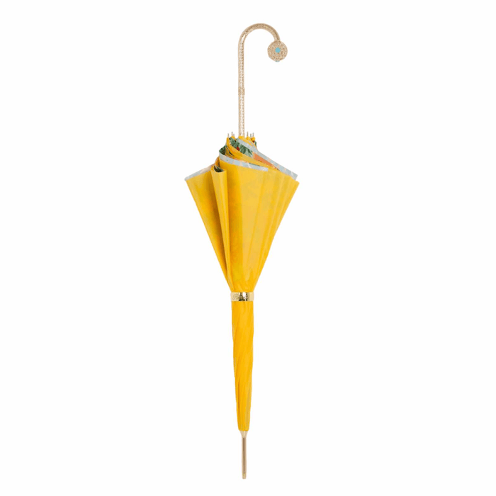 Exquisite Yellow Women's Umbrella With Jeweled Brass Handle