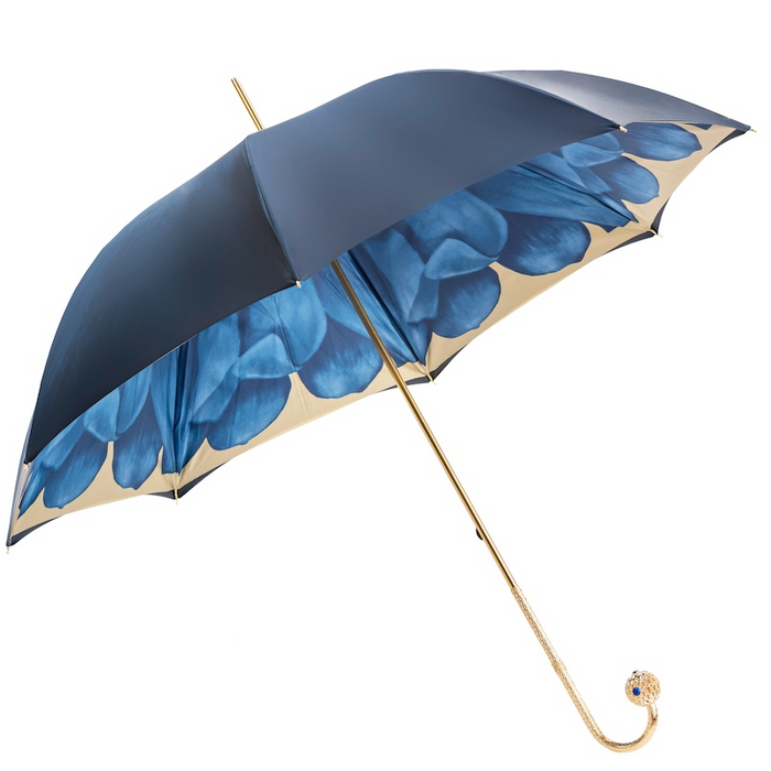 Stylish Blue Dahlia Umbrella for Ladies