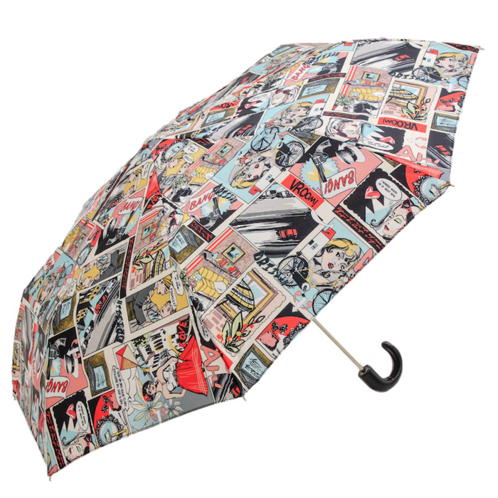 Comics Black Leather Fashionable Folding Umbrella