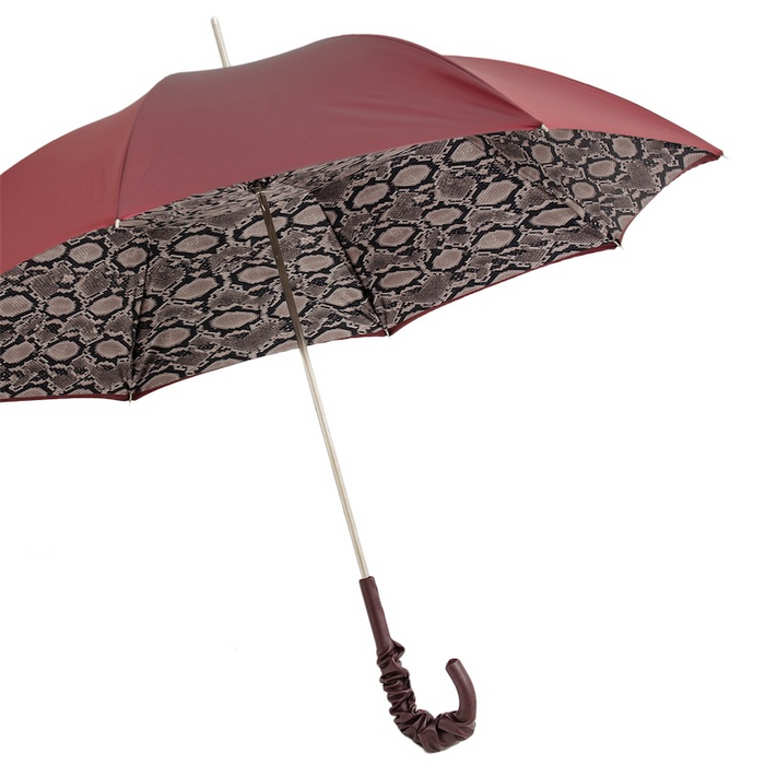 unique brown umbrella with python leather handle - designer 