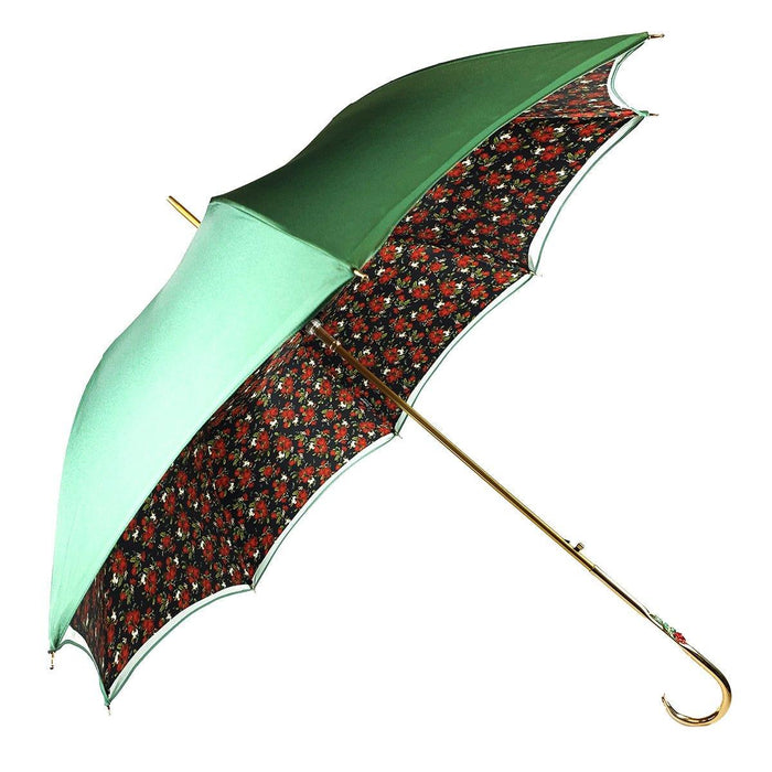 Fanciful Green Umbrella with Roses for Women