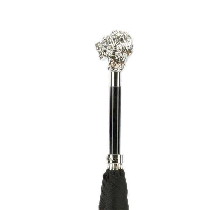 Fancy Black Umbrella, Silver Lion Handle Umbrella For Men