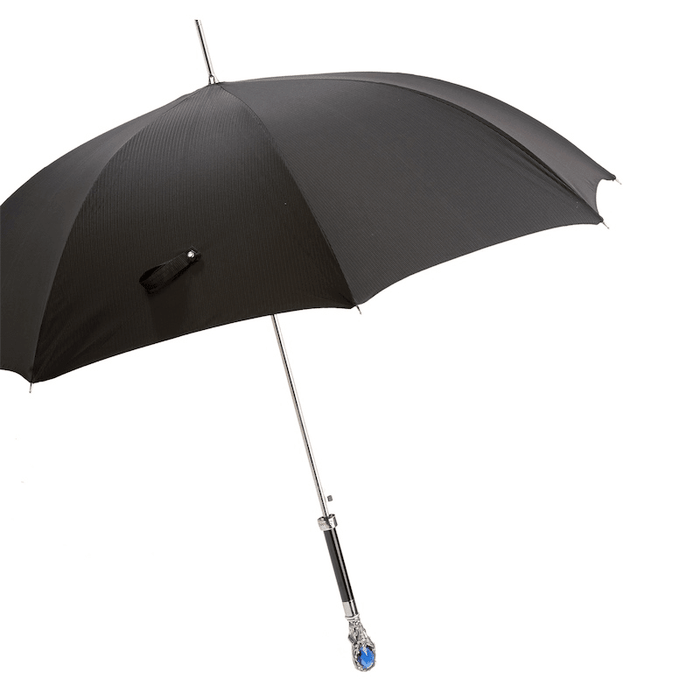 Fancy Black Umbrella with Luxury Blue Gem Handle