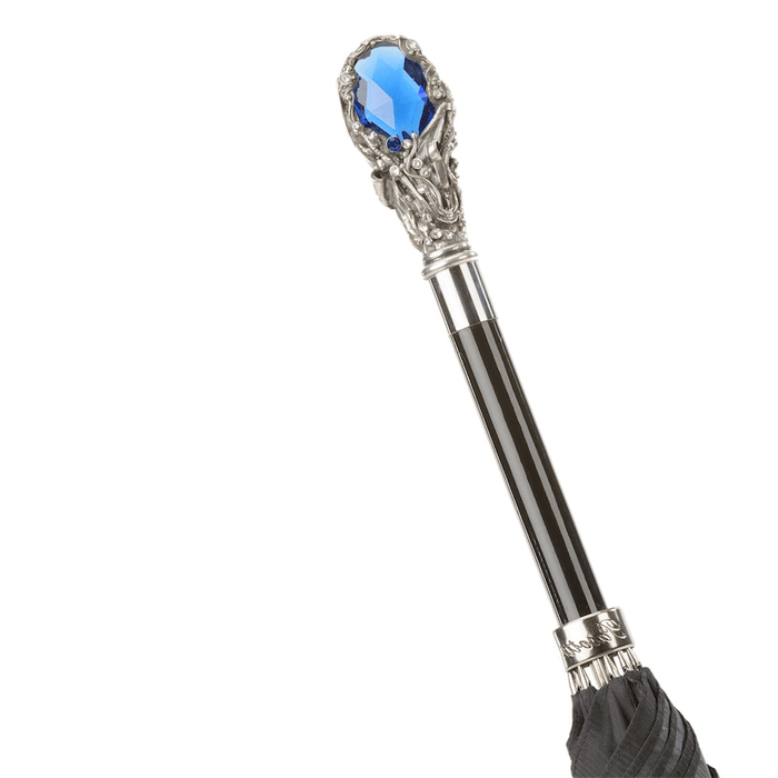 Fancy Black Umbrella with Luxury Blue Gem Handle