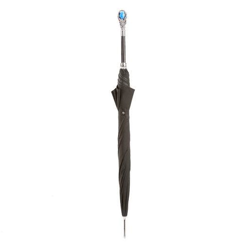 Fancy Black Umbrella with Luxury Blue Gem Handle