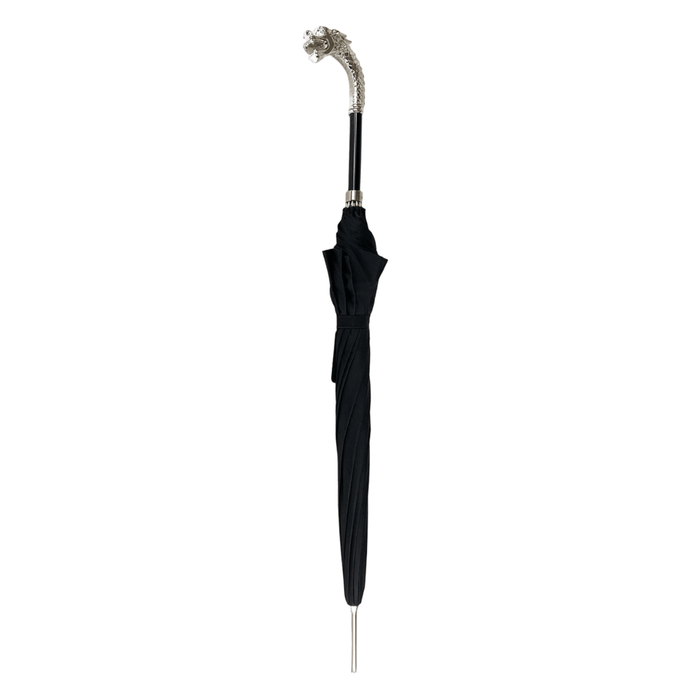 Fantastic Black Men's Umbrella with Silver-Plated Dragon Handle