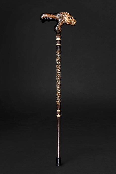 Fantasy Cane Lizard Head Artisan-Made Walking Stick Funky Design