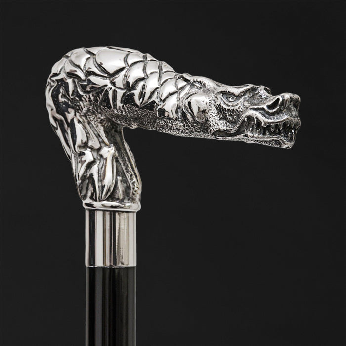 Fantasy Luxury Walking Cane, Silver Dragon Head