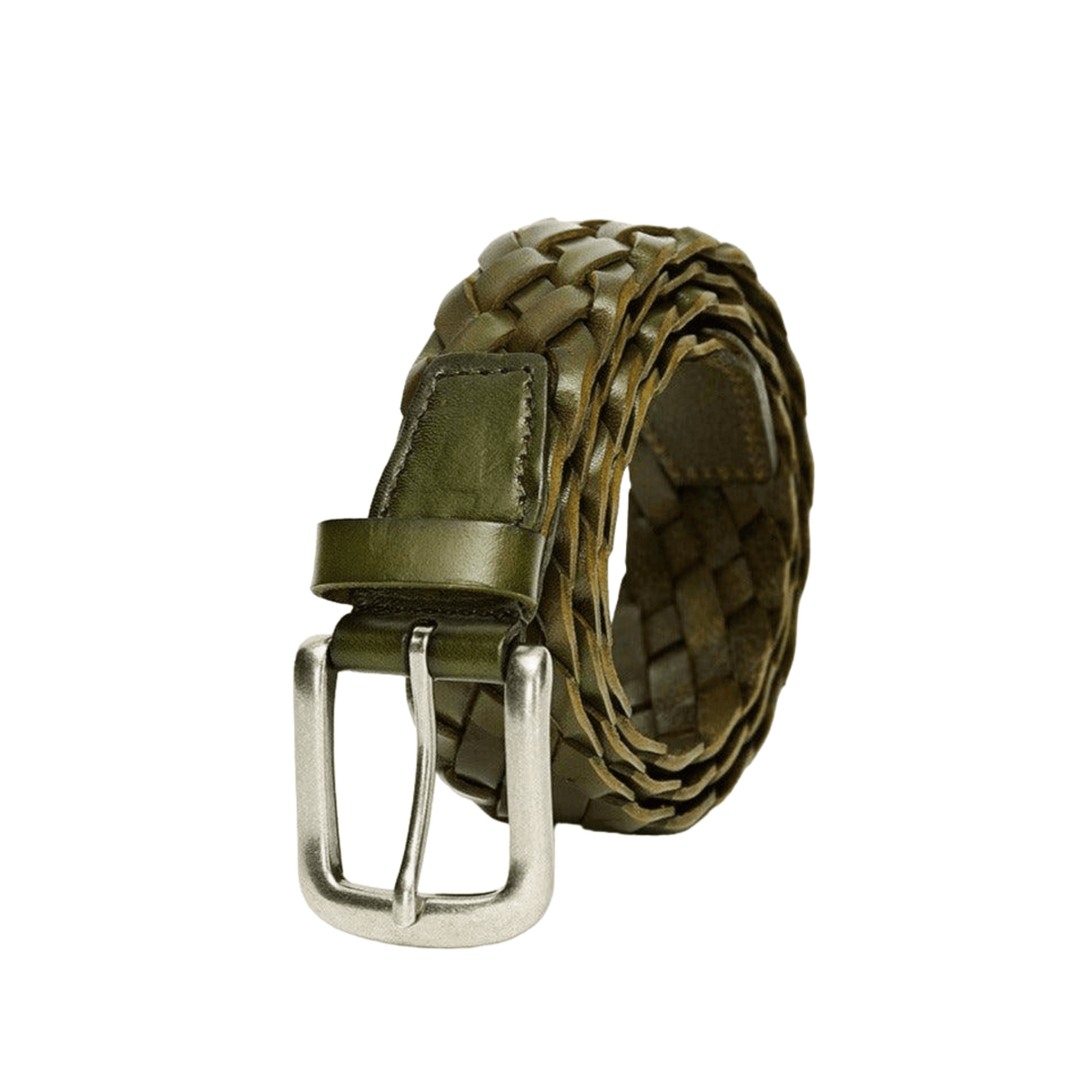 HOBO Green Braided Leather Belt Braided Green & White Golf Ratchet Belt 1.38 main image 4