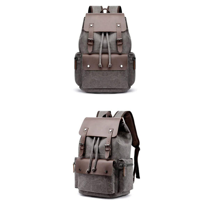 Fashion Canvas Leather Cover Large Capacity Backpack