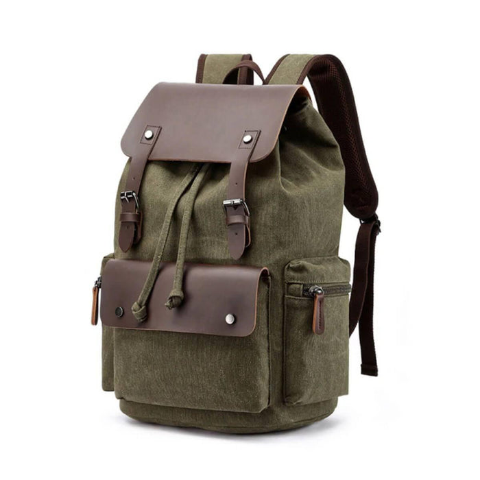 Fashion Canvas Leather Cover Large Capacity Backpack