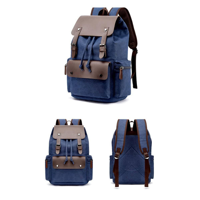 Fashion Canvas Leather Cover Large Capacity Backpack