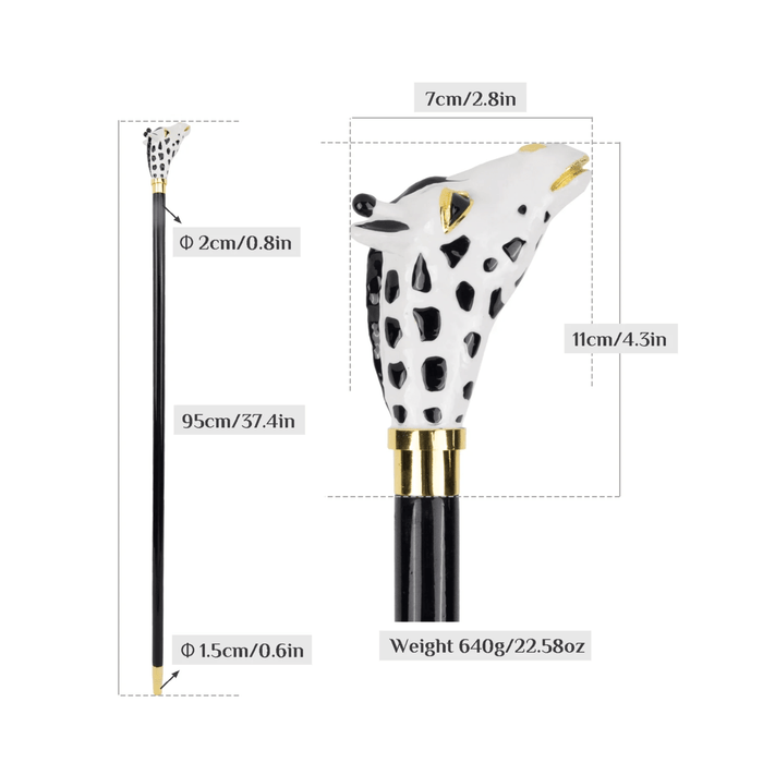 Fashion Giraffe Ceramic Head Walking Stick For Women