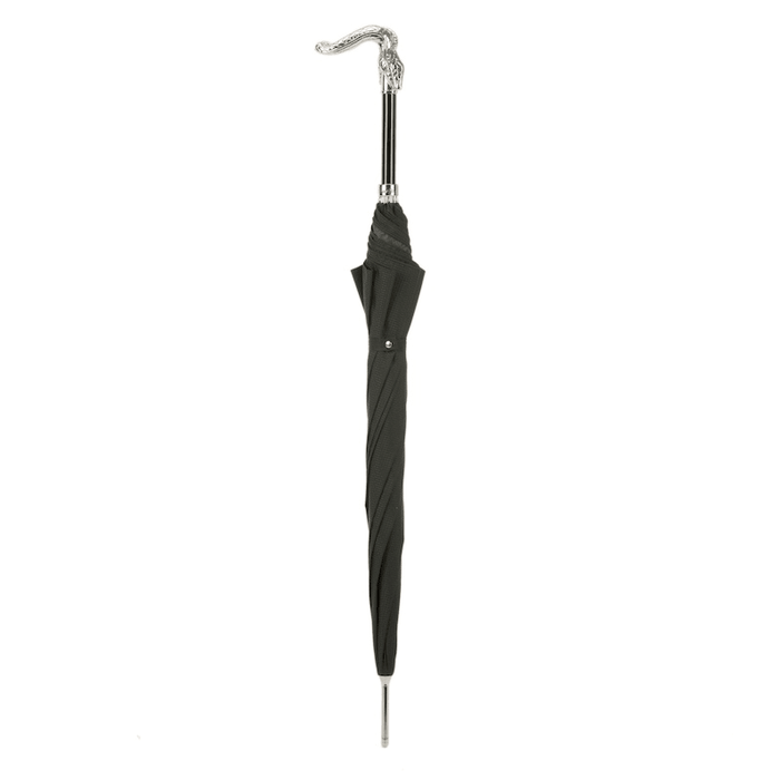 Fashionable Black Umbrella with Silver Snake Handle