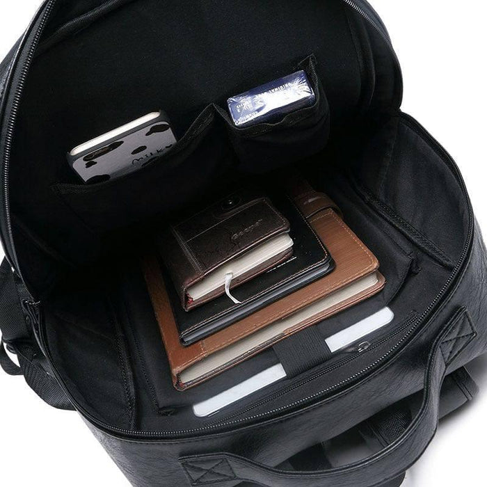 Fashionable Comfortable Black Leather Backpack