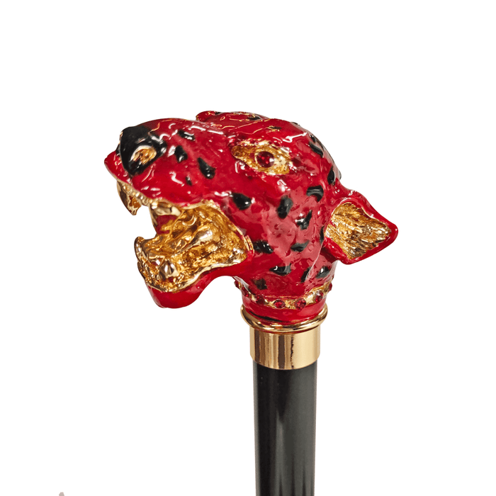 Fashionable Luxura Artistic Red Puma Crystal Walking Cane