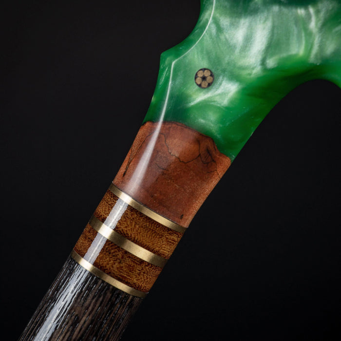 Fashionable Magic Green Walking Cane - Burl, Handmade