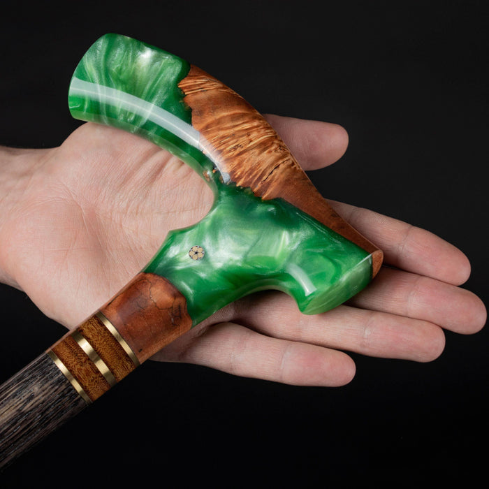 Fashionable Magic Green Walking Cane - Burl, Handmade