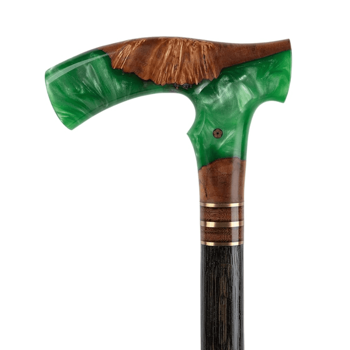 Fashionable Magic Green Walking Cane - Burl, Handmade