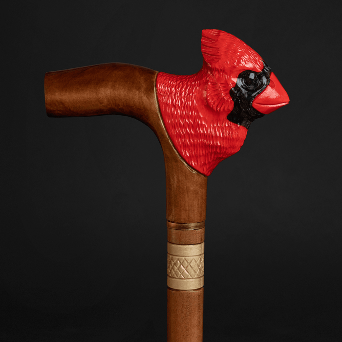 Fashionable Red Cardinal Bird Cane, Custom Made Walking Sticks