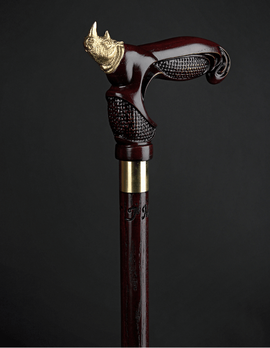Fashionable Rhinoceros - Design Walking Stick, Wooden Cane