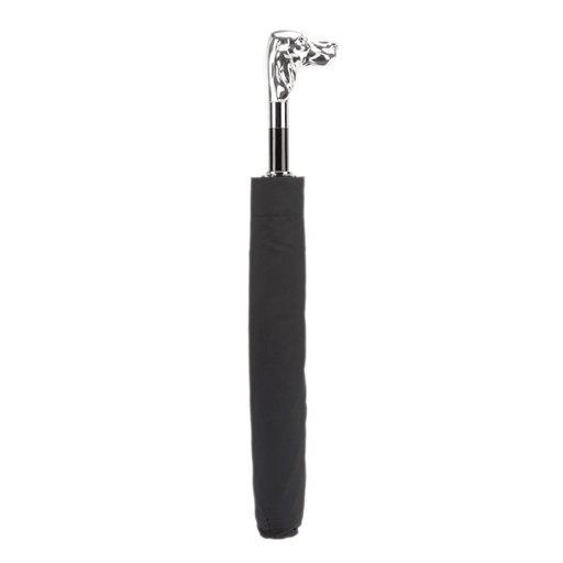 Fashionable Silver Dog Handle Folding Black Umbrella