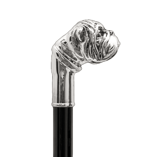 Fashionable Walking Stick Metal Silver Bulldog Handle, Modern Cane