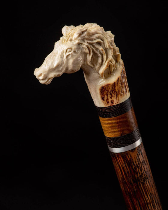 Limited edition Irish horse walking stick with deer bone handle